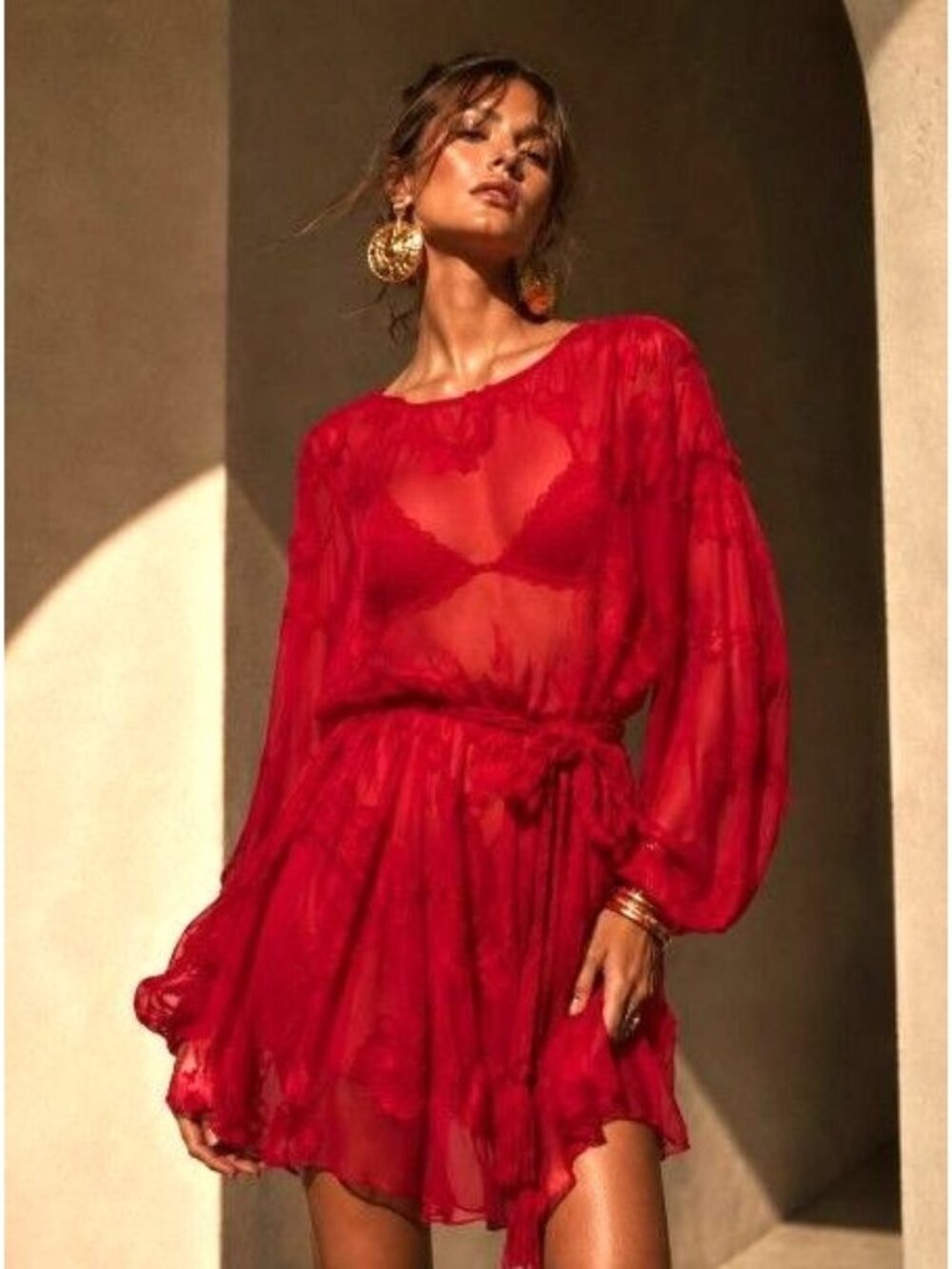 Anthropologie Mare Mare Sheer Floral Burnout Boho Dress Festival Romantic M